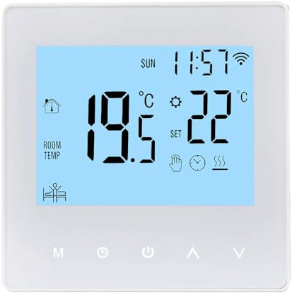 Decdeal WLAN Thermostat Raumthermostat für Wasser Fussbodenheizung,Programmierbar 230v LCD 3A Mit der App Tuya (blau)