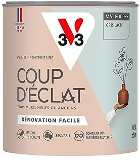 V33 Peinture murale intérieure Coup d'Éclat® Gris lacté Mat Poudré 0,5L