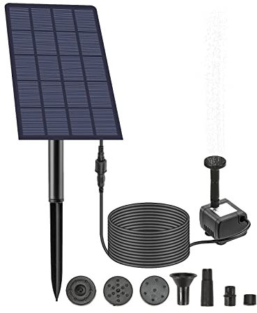 Sunydog Solar Water Pump,2.5W Solar Fountain Pump with with 4 Nozzles DIY Birdbath Submersible Water Pump Wall-Mounted Plug-in Fountain Pump for Fish Tank Garden Pool Aquarium