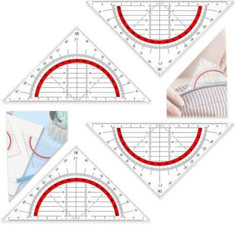 4 Piezas Transportador de Angulos Triangular Transportador Transparente Escuadra Flexible Triángulo de Geometría de Plástico Reglas Triangulares Multifuncionales para Escuela,transportador de angulos