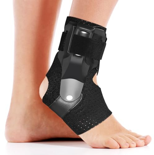 PAIGOO Ankle Brace with Side Stabilizers -Adjustable Ankle Support for Sprains, Sports Injuries, Plantar Fasciitis, Injury Recovery,Running, Basketball, Volleyball