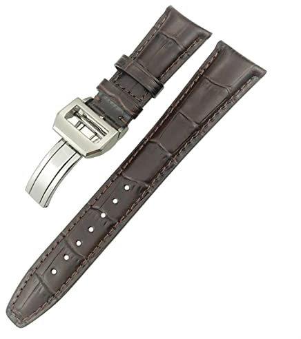 21mm 22mm Curved End äkta ko läderklocka Byte för Portugieser Pilot's Watches Folding Buckle Watch Strap/Brown 2/22mm