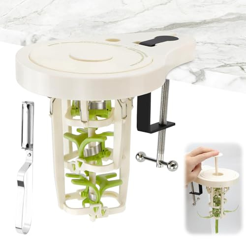 NCTNCX Asparagus Peeler with 6 Precision Blades, Asparagus Peeler with Screw Clamp & Pestle, Manual Powerless Peeler for Asparagus (White)