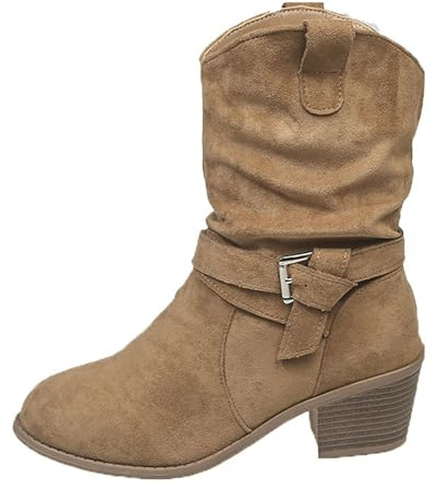 Bottes Pour Femme Bottines Compensées Femme Boots Cuir Bottine Talon Bottes Cowboy Chaussures Botte Caoutchouc Equitation Fourrées Hiver Plates Chaussure Confortable Et Cavalieres Fourrée,37