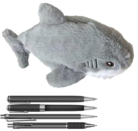 Shark Pencil Case – Plush 24x7x5cm | Cartoon Animal Pencil Case Ample Storage Space Functional Plush Pencils Bag | Soft and Cute Stationery Organizer for School, Office, and Travel