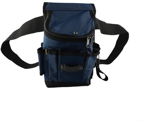UrbanHui Werkzeuggürteltasche, Werkzeugtasche mit verstellbarem Gürtel, mit Schnellverschluss-Schnalle und mehreren Taschen zum Tragen von Hammern, Schrauben, Maßbändern (L mit Deckel)