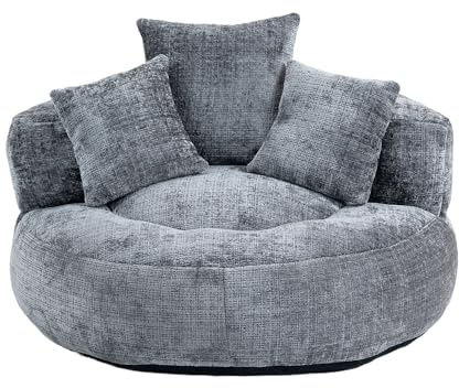 Zenithz NALONE Pouf avec dossier haut et accoudoirs - XXL - Inodore et lavable - Chaise de jeu ergonomique pour adulte - Fauteuil de jeu - Chenille confortable - Pour chambre à coucher, salon
