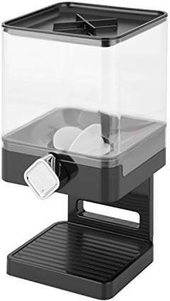 Honey Can Do Dispenser singolo Zevro per alimenti secchi, edizione compatta, plastica, Bianco/Transparent, Black/Chrome