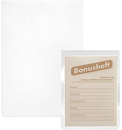 Ausweishülle und Schutzhülle für DIN A7 105 x 74 mm [1 Stück] Ausweishülle Hülle aus Weichplastik transparent geeignet für Dokumente Führerschein alt Bonusheft Sozialversicherungsausweis