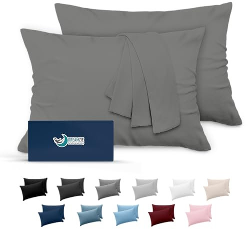 Dreamzie Kissenbezug 50x75 Anthrazit 2er Set Mikrofaser Oeko-TEX Zertifiziert Kopfkissenbezug 50x75 Weich