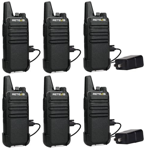 Retevis RT22 Walkie Talkies for Adults, Two Way Radios Long Range Rechargeable, VOX Handsfree, Mini Compact Walkie Talkie with USB Charger, for School Church Restaurant (6 Pack)