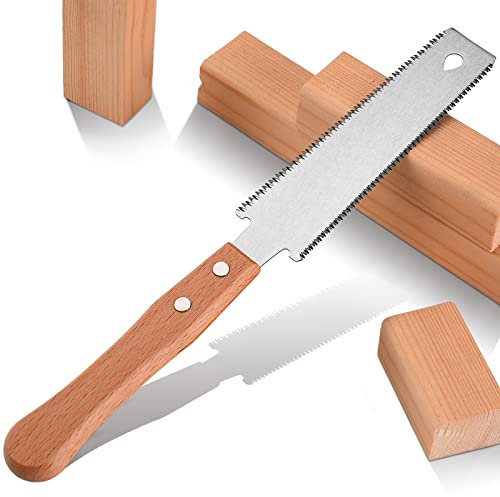 WEIMELTOY Small Woodworking Hand Saw, 6 inch Flexible Blade Double edge TPI 17/11 Pull Saw for Craft, Hobby, DIY, Non Slip Wood Handle Garden Trim, Sharp and Light Woodworking Tools