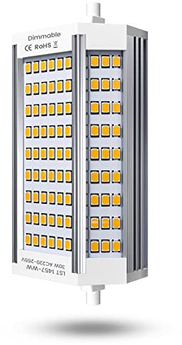 Luxvista 30W R7s Dimmbar 118mm LED Leuchtmittel Warmweiß 2800K J118 Projektor Doppelende 3000lm entspricht 300W Halogenlampe für Haus, Wohnzimmer, Balkon, Büro, Hotel, Restaurant, etc (1 Stück)