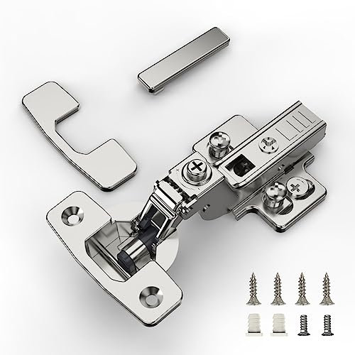 Furniware 2 pcs Soft Close Cabinet Hinge,4D Adjustment(Depth, Side,Height and Closing Speed) Inset Hinges Nickel Plated,Euro and Fixing Screws
