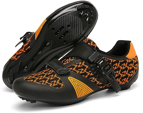 Hixingo Chaussures de Cyclisme pour Hommes et Femmes, Unisexe Chaussures de Vélo Route Respirantes Semelle Dure Chaussures VTT en Plein Air, Compatibles avec Look SPD