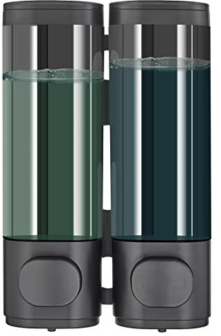 Dispensador de champú y acondicionador, dispensador de ducha modunful de 2 cámaras, dispensador de champú sin taladro, para ducha, montado en la pared, dispensador de champú y acondicionador para baño