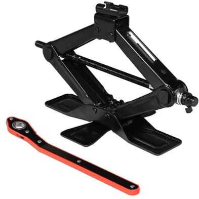 TCE AST10202SU Torin Wide Base Cross Car Scissor Jack: Steel Portable Quick Lift Tire Jacks Include Ratchet Wrench for Car, Truck, Sedans and MPV, 1.5 Ton (3,000 lbs) Capacity, Black