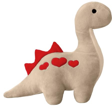 VFM e-Store - Valentines Teddy Dinosaur Plush - Cute Stuffed Animal Diplodocus With Love Hearts, Cuddly Toy for Birthday Or Valentine's Day - Grey Dinosaur Plushie, Elephant Teddy Soft Toy Gift