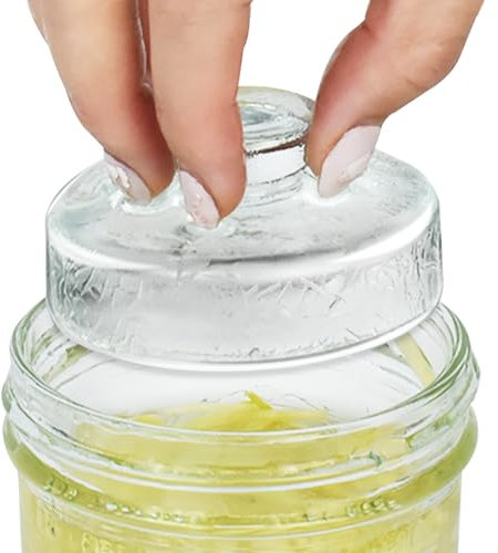Artcome Lot de 4 poids de fermentation en verre avec poignée facile à prendre en main et texture unique pour bocaux Mason à large ouverture