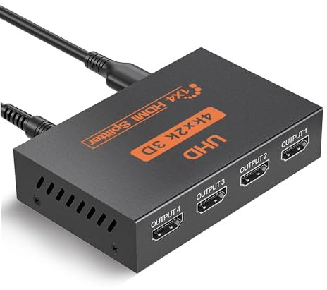 L'Puluva HDMI Splitter 1 in 4 Out, 4K Splitter für 4 Monitore, Multi HDMI Adapter für PC, Laptop, HDTV, Projektor, Xbox, PS3/PS4/PS5, 1 Eingang 4 Ausgänge, nur Spiegelmodus, kein Erweitern