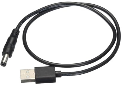 QUARKZMAN USB till DC-strömkabel 0,5 m USB till DC 5,5 mm x 2,1 mm 5 V strömkabel svart för minifläkt kamera mobiltelefon surfplattor 1 styck