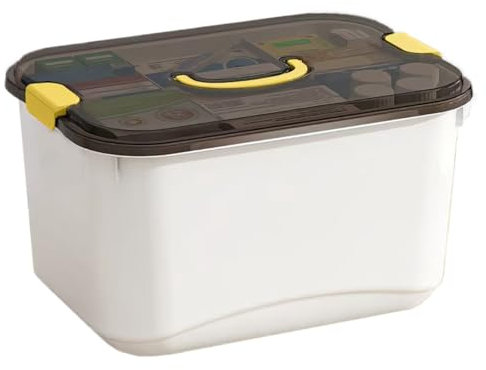 Ayeelamb Medikamentenbox aufbewahrung, Tragbare Medizinbox, Medikamenten box, 2 Ebene Hausapotheke box, Große kapazität Medikamenten Aufbewahrung für zu hause, im freien (HelleWeiß, 27x37x22 cm)