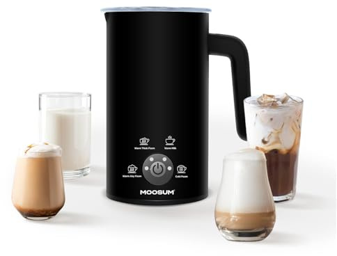 MOOSUM Montalatte elettrico 4 in 1 per latte caldo e freddo, 300 ml, schiumalatte elettrico, rivestimento antiaderente per cappuccino, latte, moka, macchiato, bollitore latte