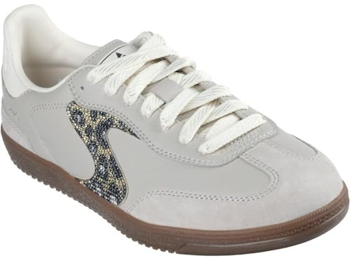 Skechers Tenis Hotshot Shimmering Spotspara Mujer, Ribete de Piel Duraleather Gris Pardo, 39.5 EU
