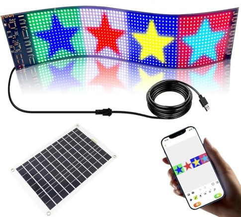 ycezw Panneau d'affichage LED, panneau LED programmable - Panneaux de magasin LED électroniques lumineux avec panneau solaire - Contrôle par application, texte réglable, tableau d'affichage, écran de