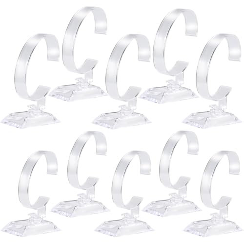 TYSM-CC 10 Pezzi Supporto Orologio Bracciale Trasparente Design Compatto Porta Orologi Moderno per Casa/Negozio, Organizzatore Gioielli Multifunzione (8cm/6.5cm) Ideale Vetrine, Viaggi e Ufficio