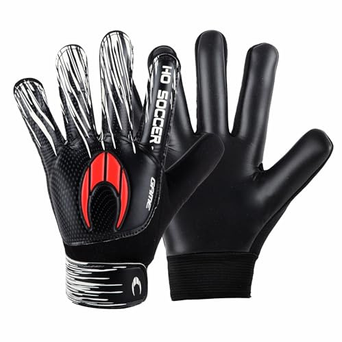 HO Soccer Game Black Gants de Gardien de But Unisexe pour Enfant, Noir/Rouge, 7