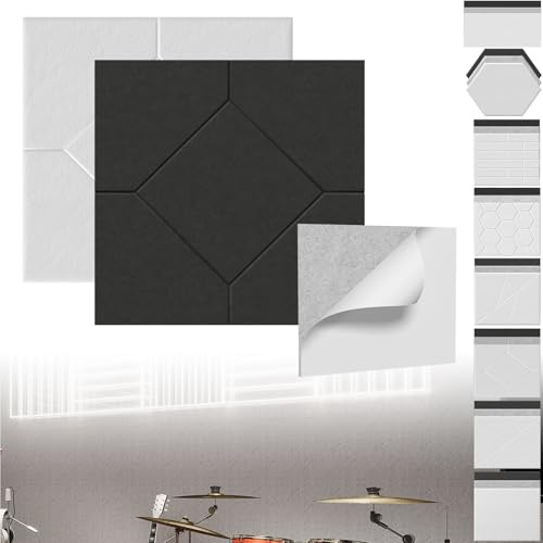 XINZI Paneles acústicos 3D, paneles acústicos en forma de rombo, autoadhesivos, insonorizados, absorbentes acústicos, paneles de pared, revestimiento de pared, tratamiento acústico, placas
