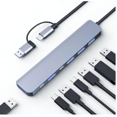 ALapGadget, Hub USB, Docking Station 7 en 1: unifica Todas Las Conexiones en una Sola estacion. Ideal para Llevar a Todos Lados Gracias a su tamaño. Carga Dual Tipo c USB 3.0 USB 2.0