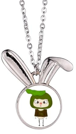 Collar con colgante de conejo verde con frijoles vegetales, regalo de joyería de animales