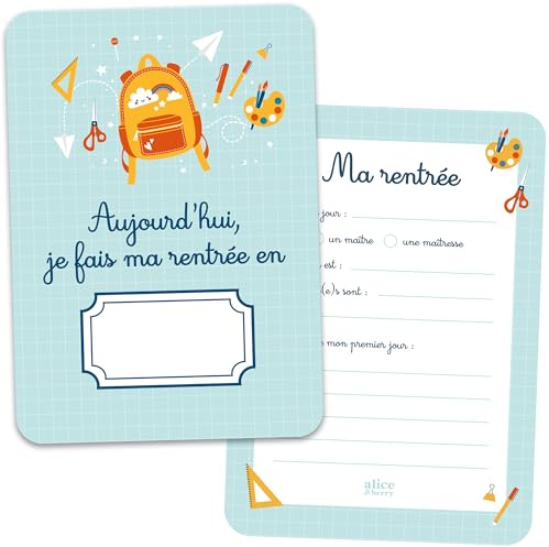 aliceandberry Souvenir rentrée scolaire Je fais ma rentrée des classes – Carte photo enfant école primaire – Idée Cadeau enfant écolier (1 carte)