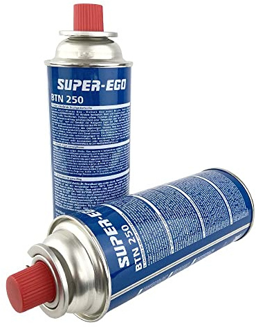 Pack de 2 und Super-Ego BTN 250 Cartucho de Gas Butano, 227g, Compatible Universal, Diseño Compacto