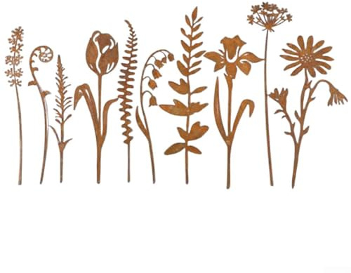 Lot de 10 piquets de décoration en métal pour fleurs de jardin, ferme, décoration intérieure et extérieure (10 ensembles de fleurs)