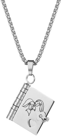 JewelryWe Bokhalsband för syster: Rostfritt stål 6 sidor uppfällbar dotterbok hänge för att öppna vänskapskedja minnessmycken jul födelsedag present för kvinnor, silver