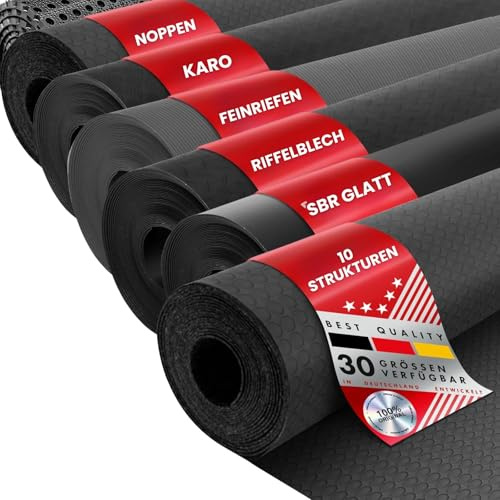 Floordirekt Tapis en caoutchouc au mètre et dalles - Revêtement de sol antidérapant - SBR - 120 x 250 cm - 1 mm