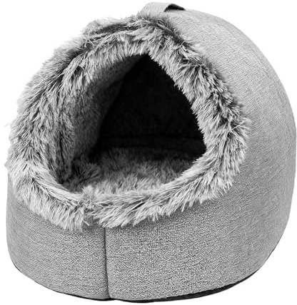 Lit Maison pour Chat | Nid Doux Et Chaud avec Poignée Apaisante,Petit Lit Chien Et Caverne Chat - pour Chaton Chiot Petits Et Moyens Animaux Domestiques Intérieur Chambre Salon Balcon Hiver Sommeil