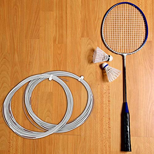 KIMISS Cuerda Duradera para Raqueta de Bádminton, Cuerda de Alta Elasticidad de 10 M para Entrenamiento y Reemplazo (White)