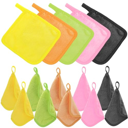 poraceous 15 Piezas Desmaquillantes Reutilizables, Microfibra Suave 15 x 15cm Toallitas Desmaquillantes, Paños de Limpieza Facial, Almohadillas de Algodón, Almohadillas Desmaquillantes de Maquillaje