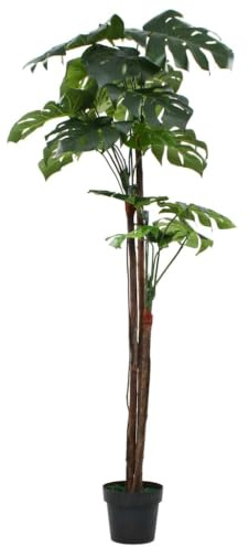 Holepyr Konstgjord monstera fönsterblad med kruka 170 cm grön, konstgjord växtdekoration för vardagsrum kontor balkong terrass, plastblad med äkta trähandtag, lätt att rengöra och hållbar