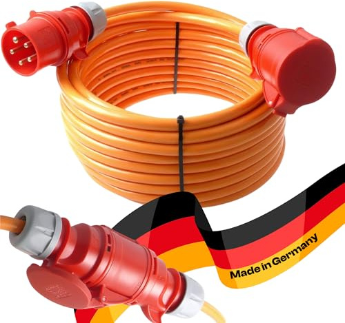 netbote24 maxgo CEE-Starkstromkabel Kraftstromkabel Verlängerungskabel mit Phasenwender 400V 32A 50m 5P 6h Verlängerung Polyurethanleitung Pur Kabel H07BQ-F 5X4mm² IP44 Außenbereich