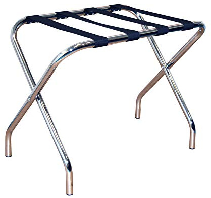 Harbour Housewares Folding Metal Luggage Rack - Chrome - Portable Folding Single Tier Home Bedroom Suitcase Foldable Suit Case Holder Travel Chest Storage Stand