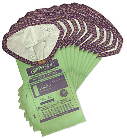 ProTeam 107313 Intercept Micro Filter Bags with Open Collar and 10-Quart Capacity, 10-Pack of Replacement Vacuum Filters