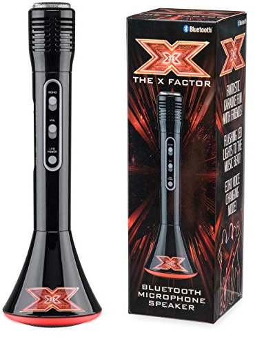 The X Factor TY6012 Karaoke Microphone Speaker with Wireless Bluetooth, LED Lights and Echo Function for Kids and Adults, XF1, Black