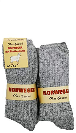 Chaussettes norvégiennes sans caoutchouc, 72 % laine, avec semelle en éponge, pour homme, chaudes et idéales pour les chaussures de travail et les chaussures de sécurité, 3 ou 6 paires, gris, 43-46 6
