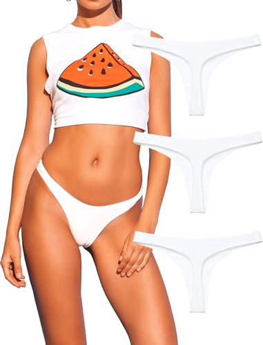 Cotton Thongs for Women Sexy Seamless Womans String Panties 3 Pack Set