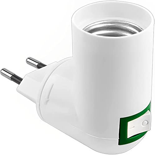 Portalámparas E27 con Enchufe, Base para Lámpara con Interruptor, Casquillo con Enchufe para Luz de Pared, Compatible con Enchufes Europeos (E27, Casquillo Gordo)